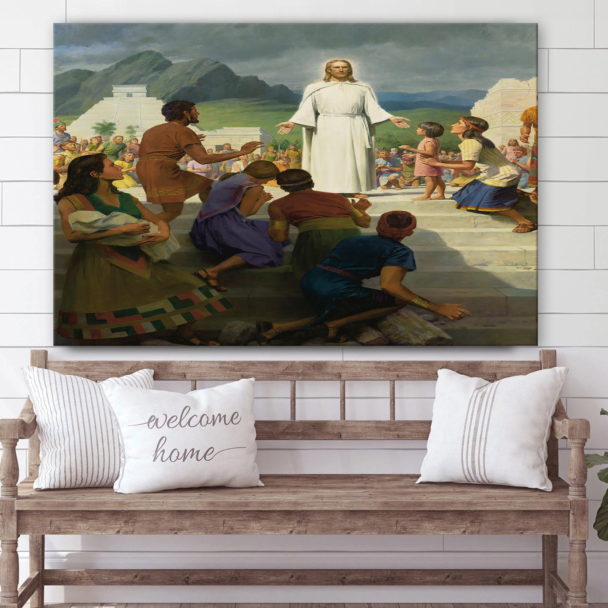 Jesus Nephites Canvas Pictures – Christian Paintings For Home – Religious Canvas Wall Decor