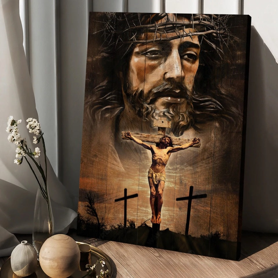 Jesus On The Cross Infinite Halo Canvas Wall Art – Christian Wall Posters – Religious Wall Decor