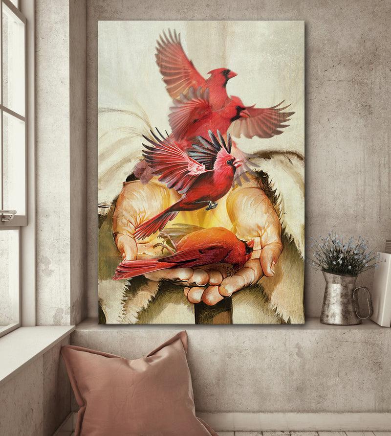 Jesus Painting A Cardinal On His Hand Canvas Wall Art – Christian Wall Posters – Religious Wall Decor