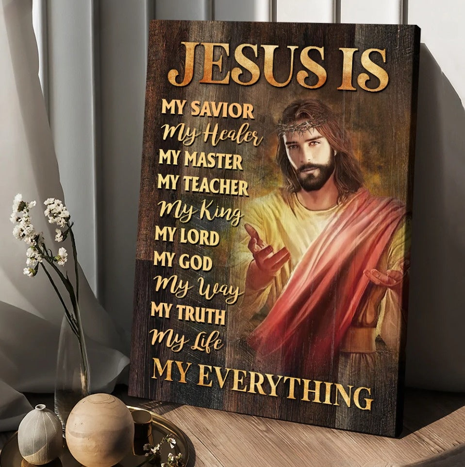 Jesus Painting Crown Of Thorn Jesus Is My Savior My Healer Canvas Wall Art – Christian Wall Posters – Religious Wall Decor