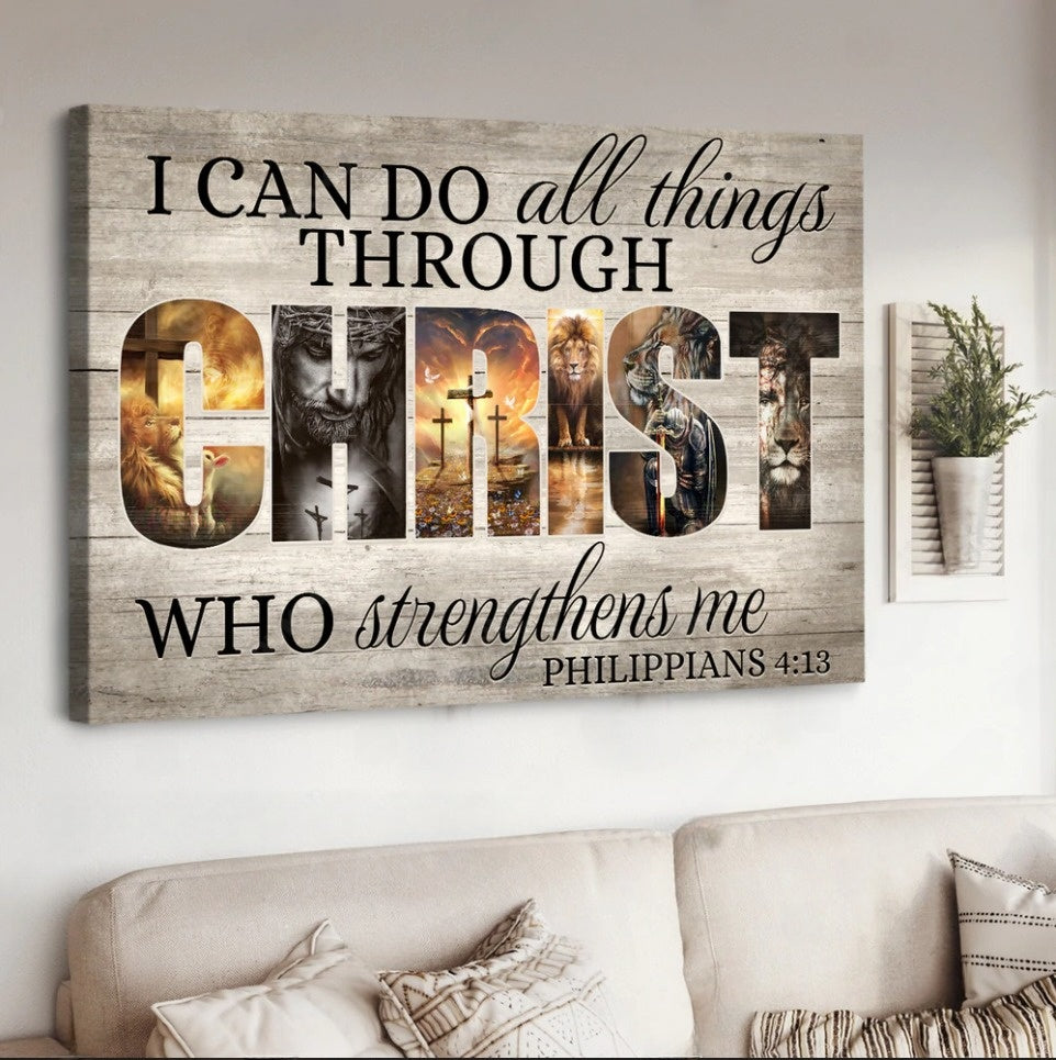 Jesus Painting I Can Do All Things Through Christ Who Strengthens Me Canvas Wall Art – Jesus Canvas Pictures – Christian Wall Posters