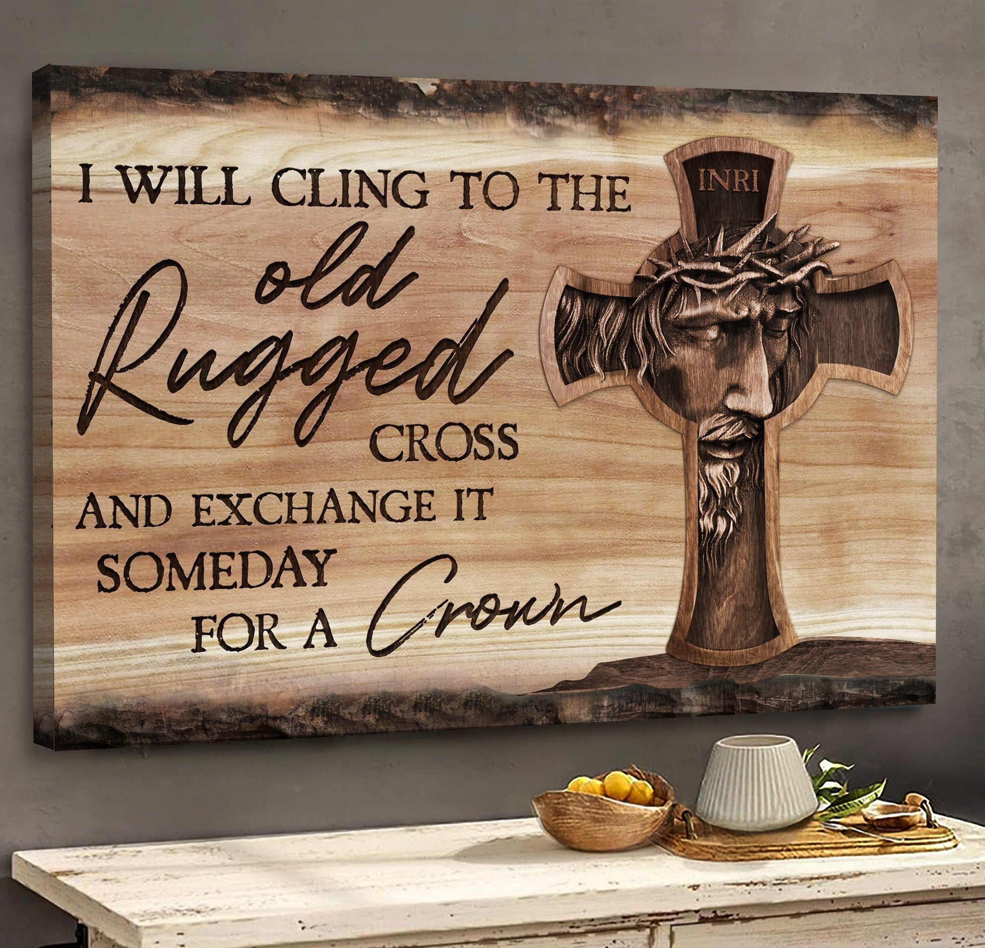 Jesus Painting I’ll Cling To The Old Rugged Cross Canvas Wall Art – Jesus Canvas Pictures – Christian Wall Posters