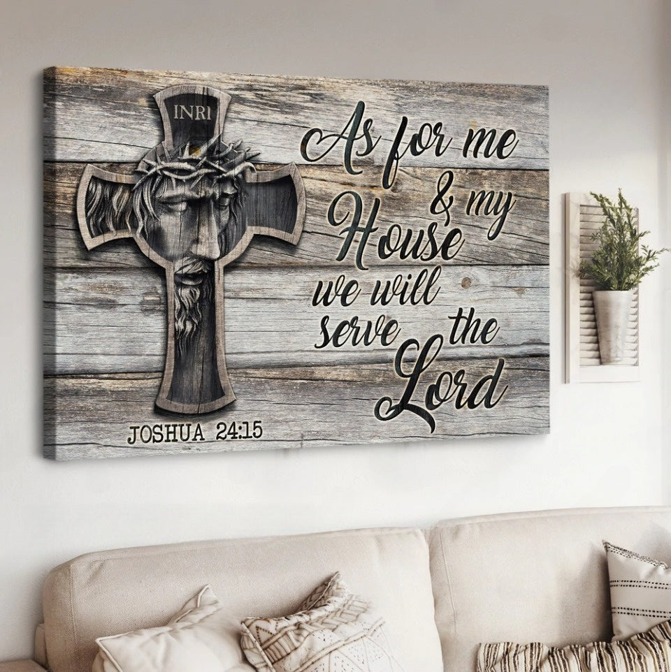 Jesus Painting Inri We Will Serve The Lord Canvas Wall Art – Jesus Canvas Pictures – Christian Wall Posters