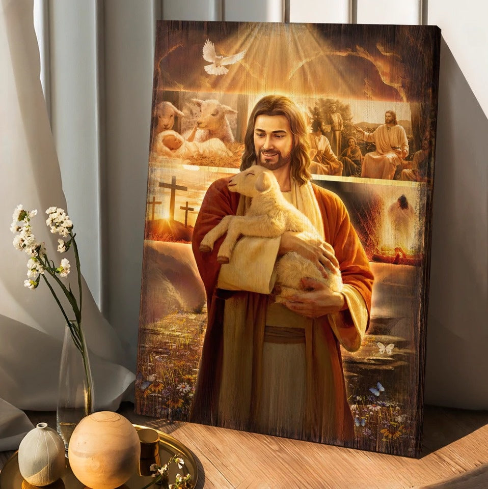 Jesus Painting Lamb Of Jesus Heaven Light Jesus Life Canvas Wall Art – Christian Wall Posters – Religious Wall Decor