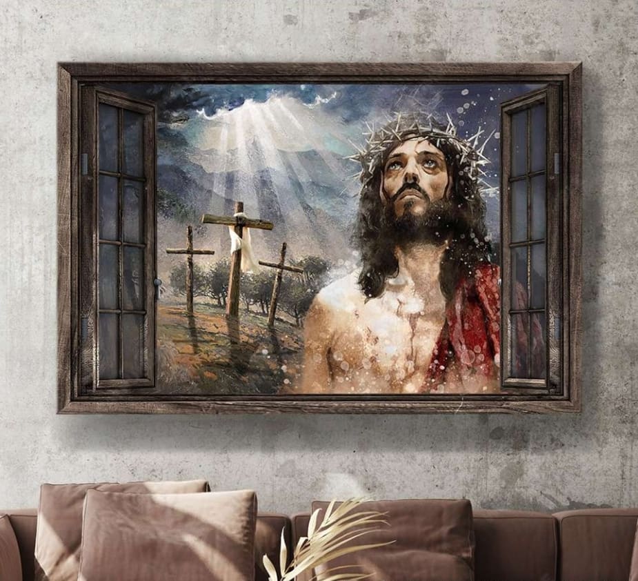 Jesus Painting Light From Heaven A Sign Of God He Is Our Savior Canvas Wall Art – Jesus Canvas Pictures – Christian Wall Posters