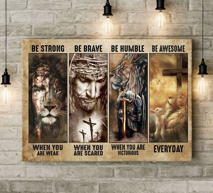 Jesus Painting Lion King Be Strong When You Are Weak Canvas Wall Art – Jesus Canvas Pictures – Christian Wall Posters