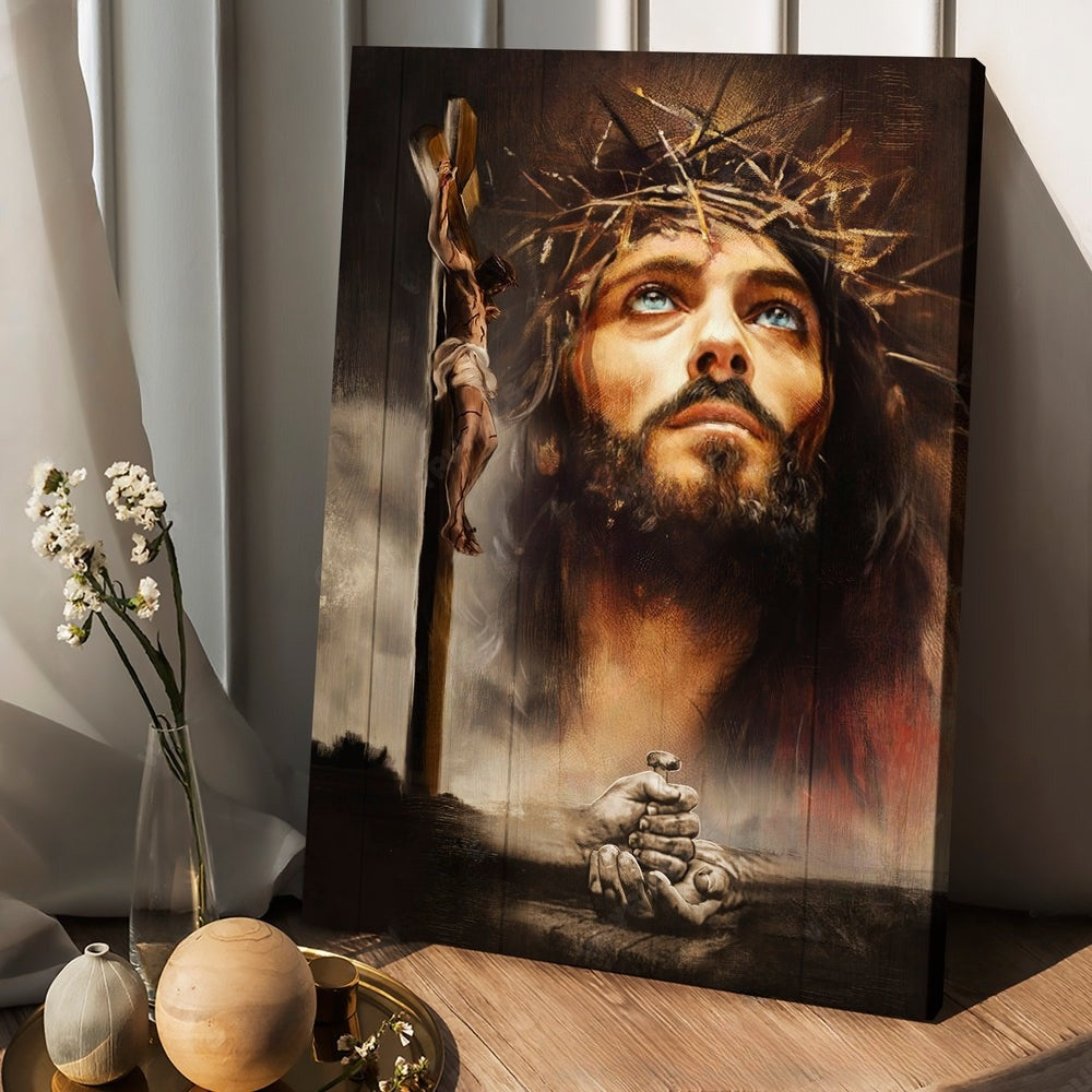 Jesus Portrait The Life Of Jesus Wooden Cross Canvas Wall Art – Christian Wall Posters – Religious Wall Decor