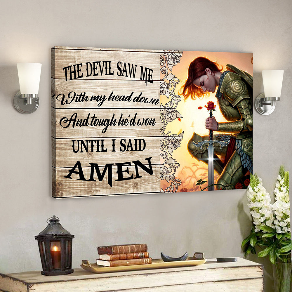 Jesus Poster – Christian Canvas Wall Art – Poster He Though He’d Won Until I Said Amen Canvas Poster