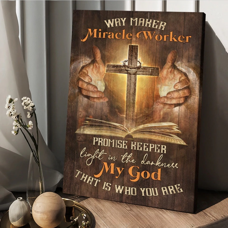 Jesus Pray For Healing Cross Bible Way Maker Miracle Worker Canvas Wall Art – Christian Wall Posters – Religious Wall Decor