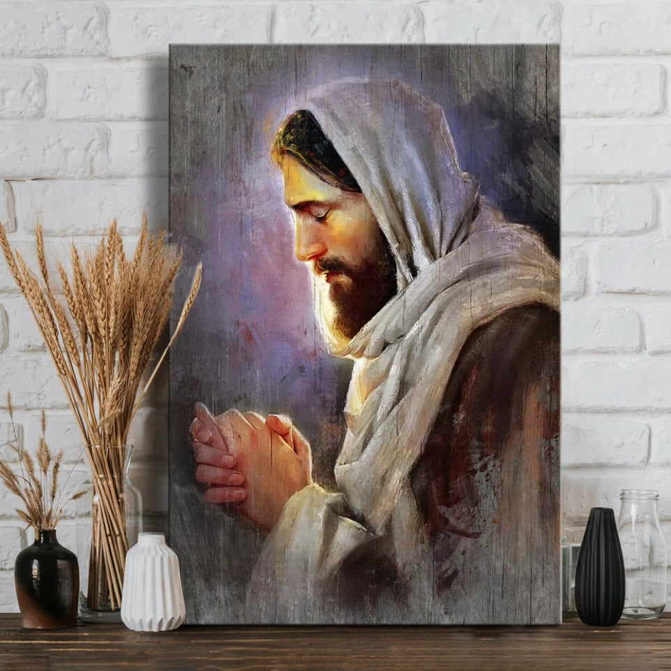 Jesus Prayer For Healing Watercolor Drawing Canvas Wall Art – Christian Wall Posters – Religious Wall Decor