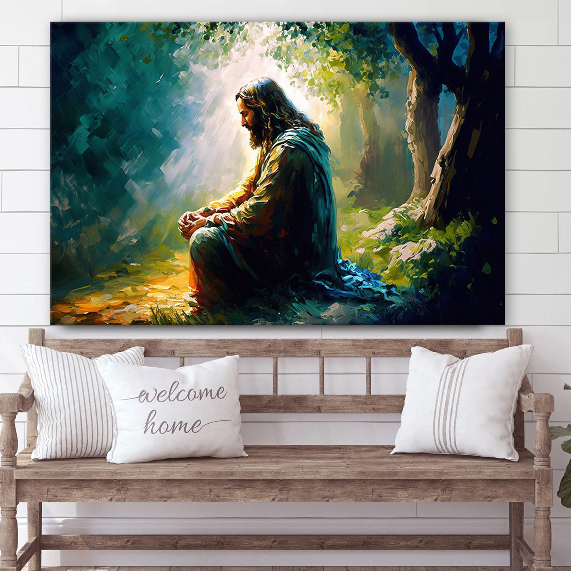 Jesus Prays In The Garden Of Gethsemane Canvas Pictures – Jesus Christ Canvas Art – Christian Wall Canvas