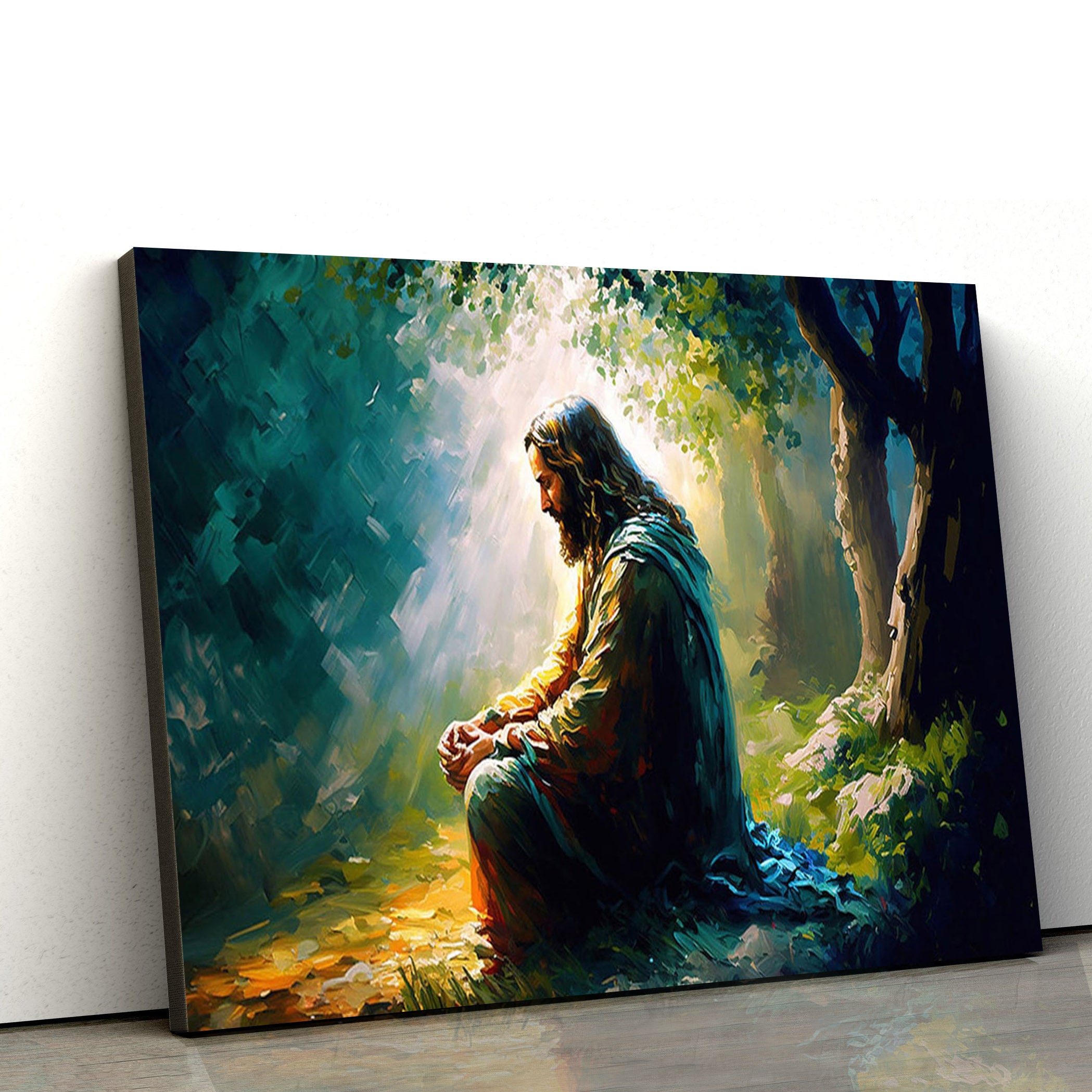 Jesus Prays In The Garden Of Gethsemane Canvas Pictures – Jesus Christ Canvas Art – Christian Wall Canvas