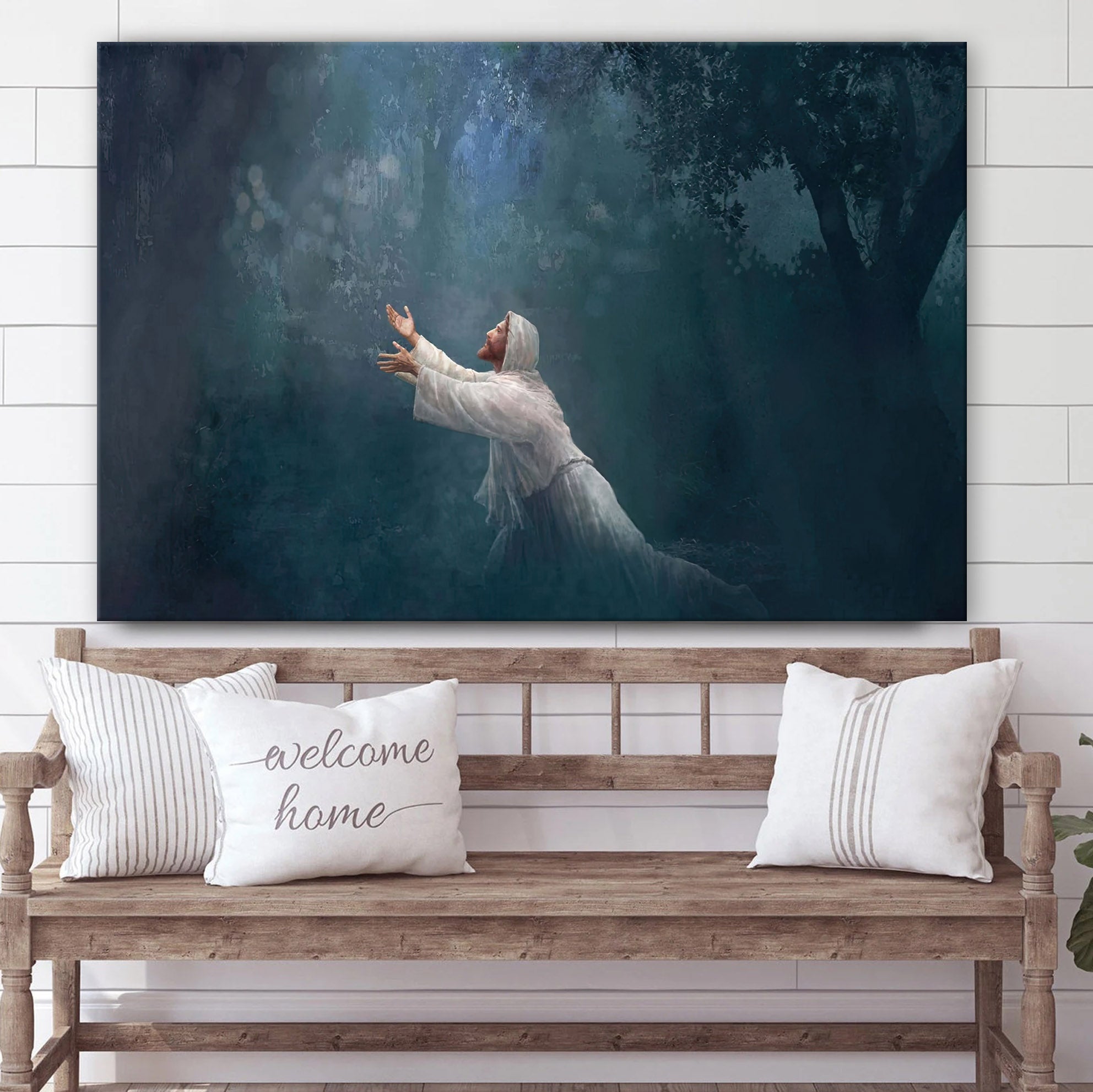 Jesus Prays in the Garden of Gethsemane Canvas Poster – Not My Will But Thine Poster – Jesus Canvas Art – Christian Poster