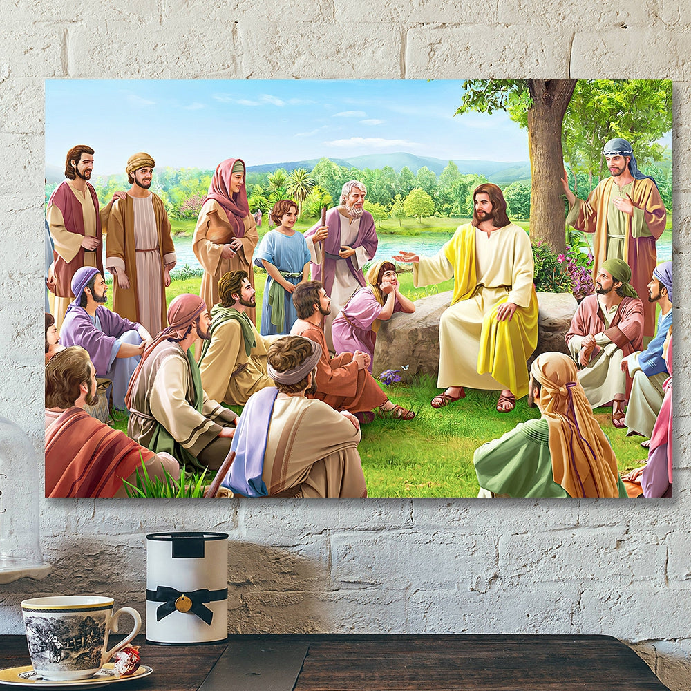 Jesus Preaching – Jesus Pictures – Jesus Canvas Poster – Jesus Wall Art – Christ Pictures – Faith Canvas – Gift For Christian