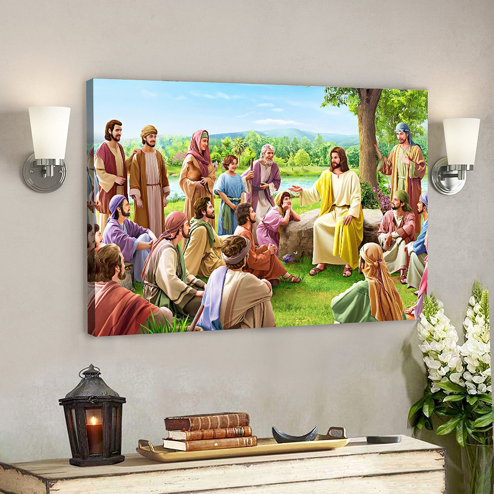 Jesus Preaching – Jesus Pictures – Jesus Canvas Poster – Jesus Wall Art – Christ Pictures – Faith Canvas – Gift For Christian