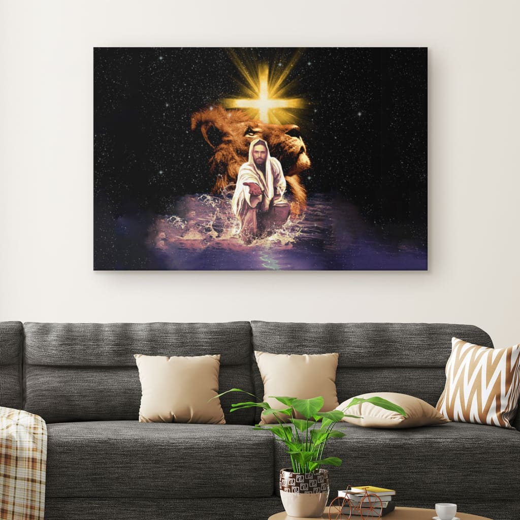 Jesus Reaching Out His Hand Wall Art Canvas, Jesus Lion Of Judah Pictures – Religious Wall Decor