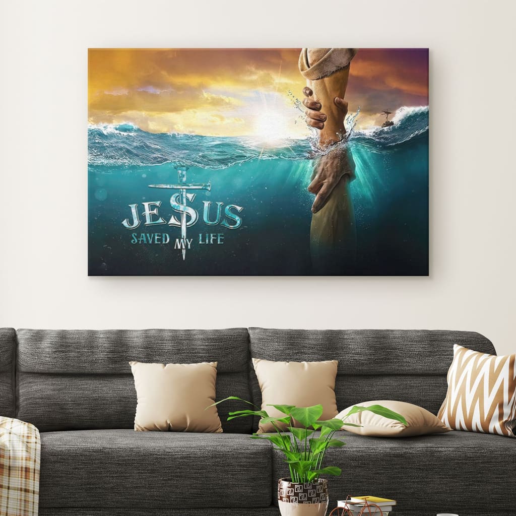 Jesus Saved My Life Jesus Reaching Out His Hand Christian Wall Art Canvas – Religious Wall Decor