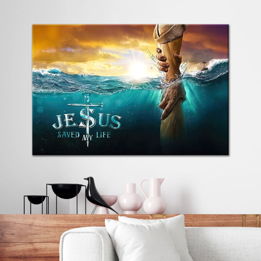 Jesus Saved My Life Jesus Reaching Out His Hand Christian Wall Art Canvas – Religious Wall Decor