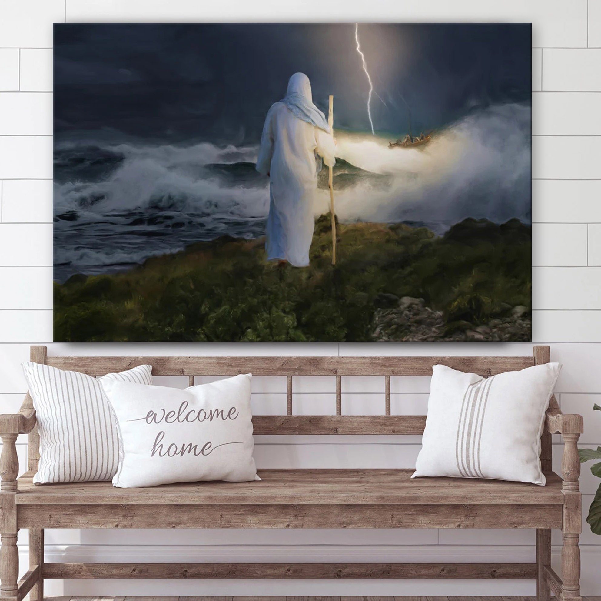 Jesus Standing On The Rock Shore Canvas Art – Jesus Christ Pictures – Jesus Wall Art – Christian Wall Decor