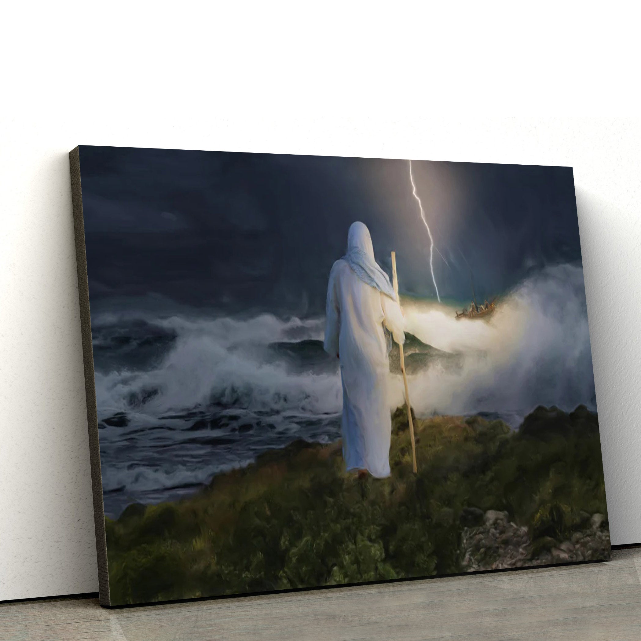 Jesus Standing On The Rock Shore Canvas Art – Jesus Christ Pictures – Jesus Wall Art – Christian Wall Decor