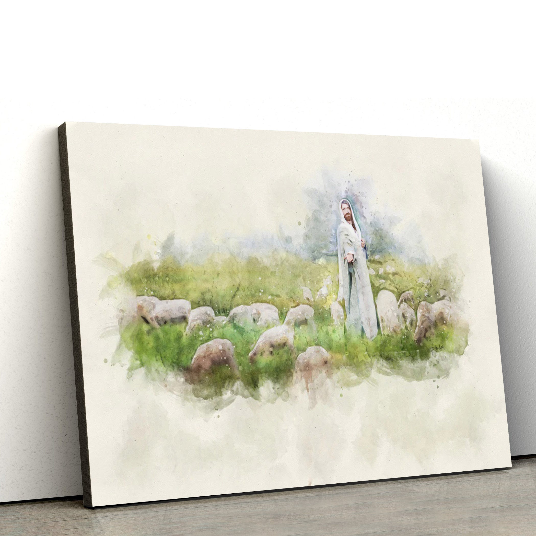 Jesus Stands Among Sheep Canvas Art – Jesus Christ Pictures – Jesus Wall Art – Christian Wall Decor