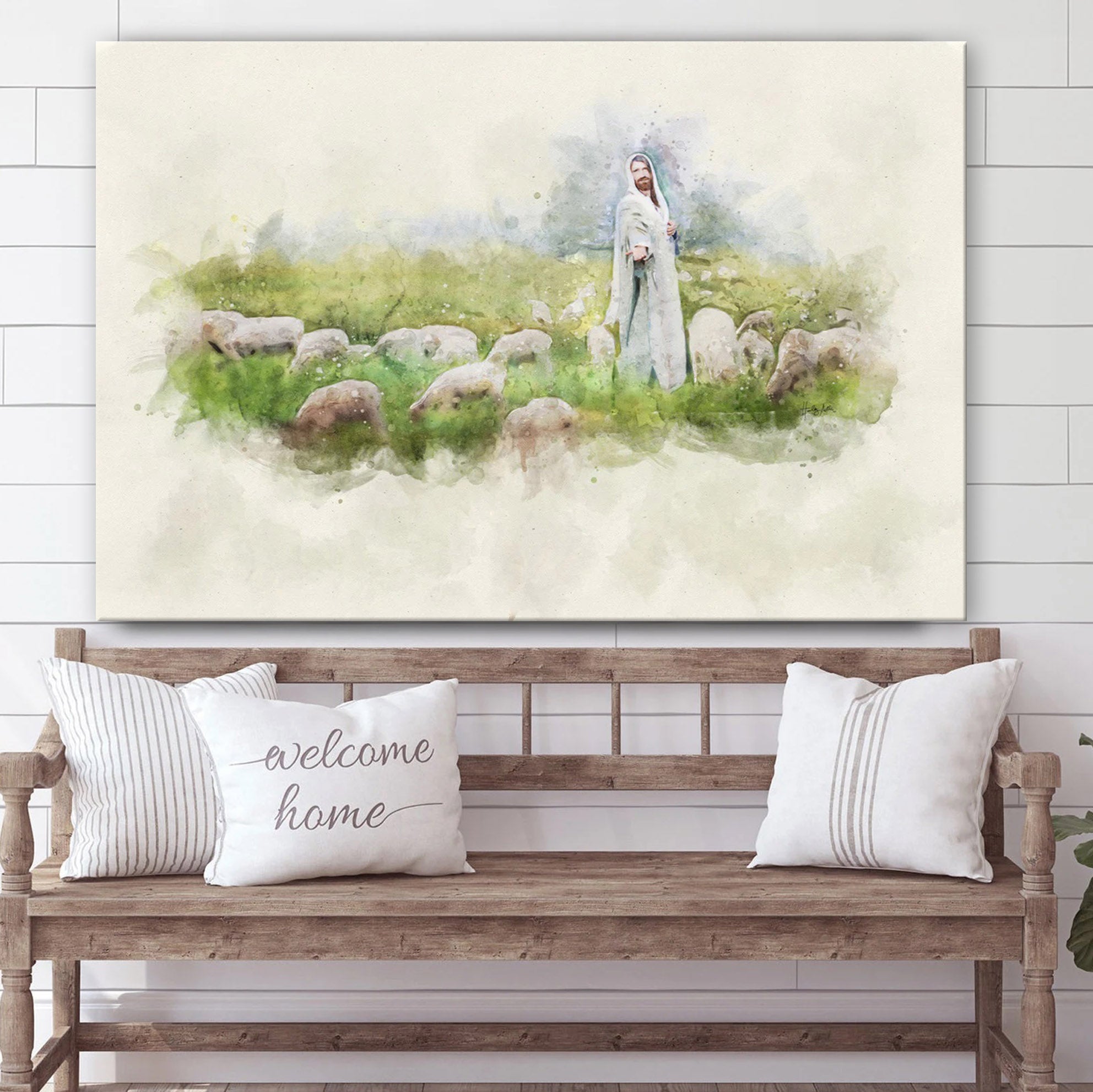 Jesus Stands Among Sheep Canvas Art – Jesus Christ Pictures – Jesus Wall Art – Christian Wall Decor