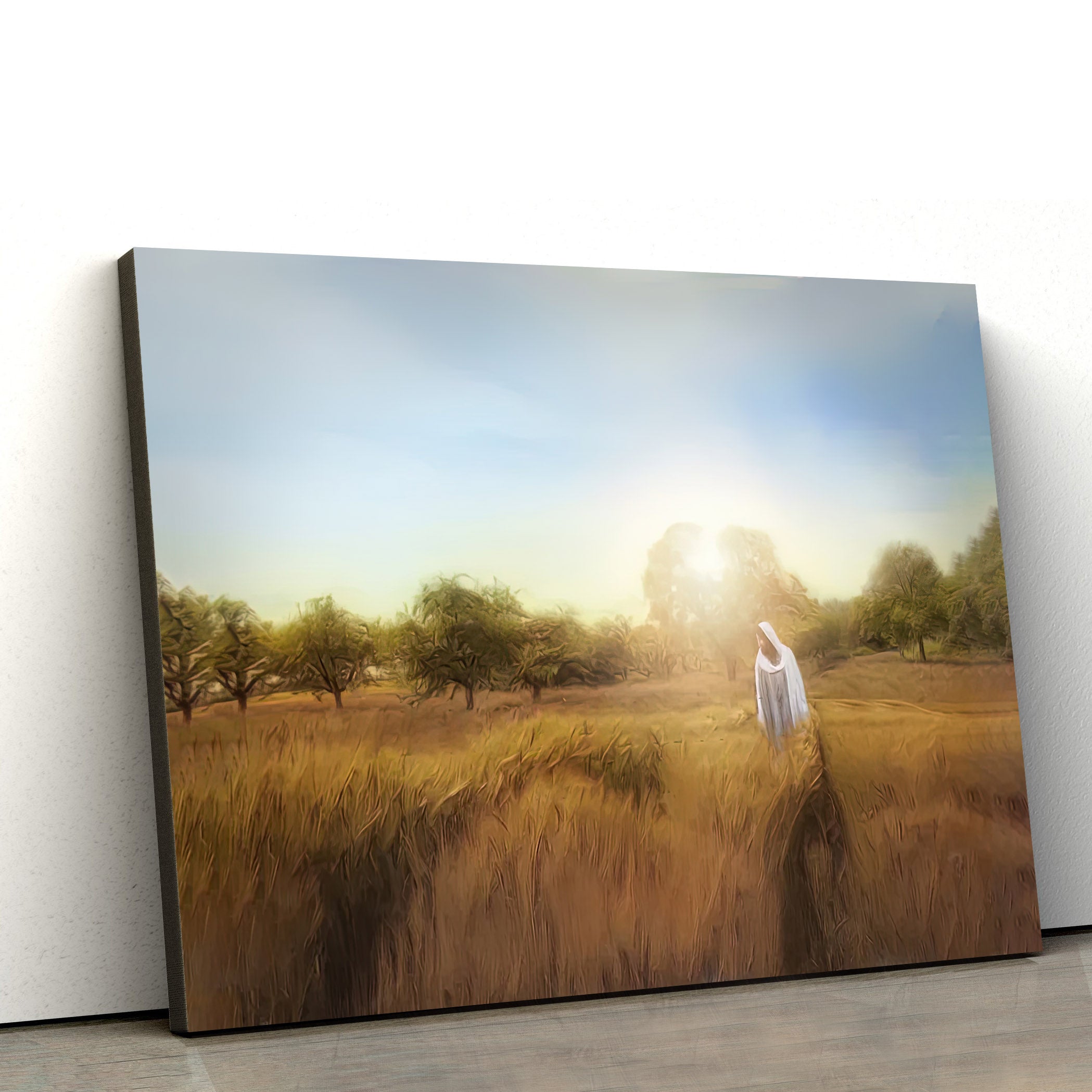 Jesus Stands On Golden Fields Canvas Art – Jesus Christ Pictures – Jesus Wall Art – Christian Wall Decor