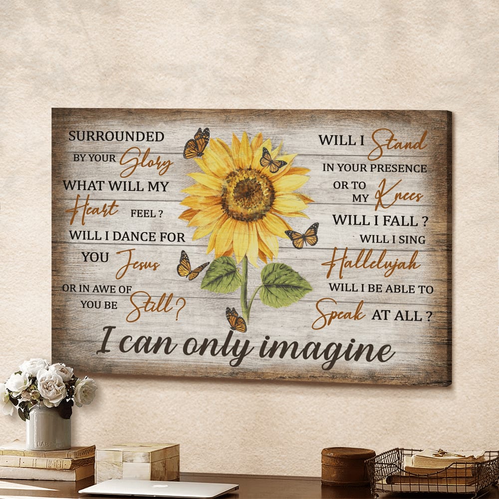 Jesus Sunflower And Yellow Butterfly I Can Only Imagine Canvas Wall Art – Jesus Canvas Pictures – Christian Wall Posters