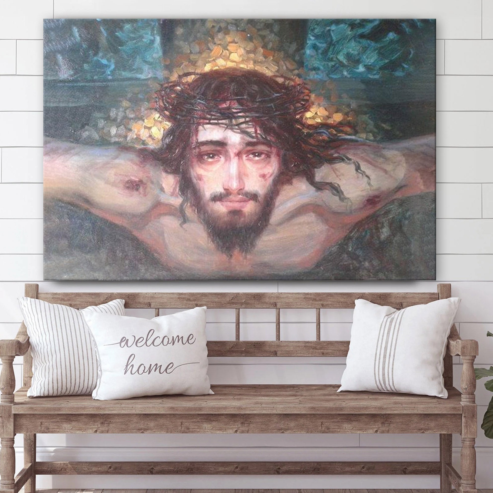 Jesus Thorns Crown Canvas Wall Art – Jesus Canvas Picture – Christian Canvas Art