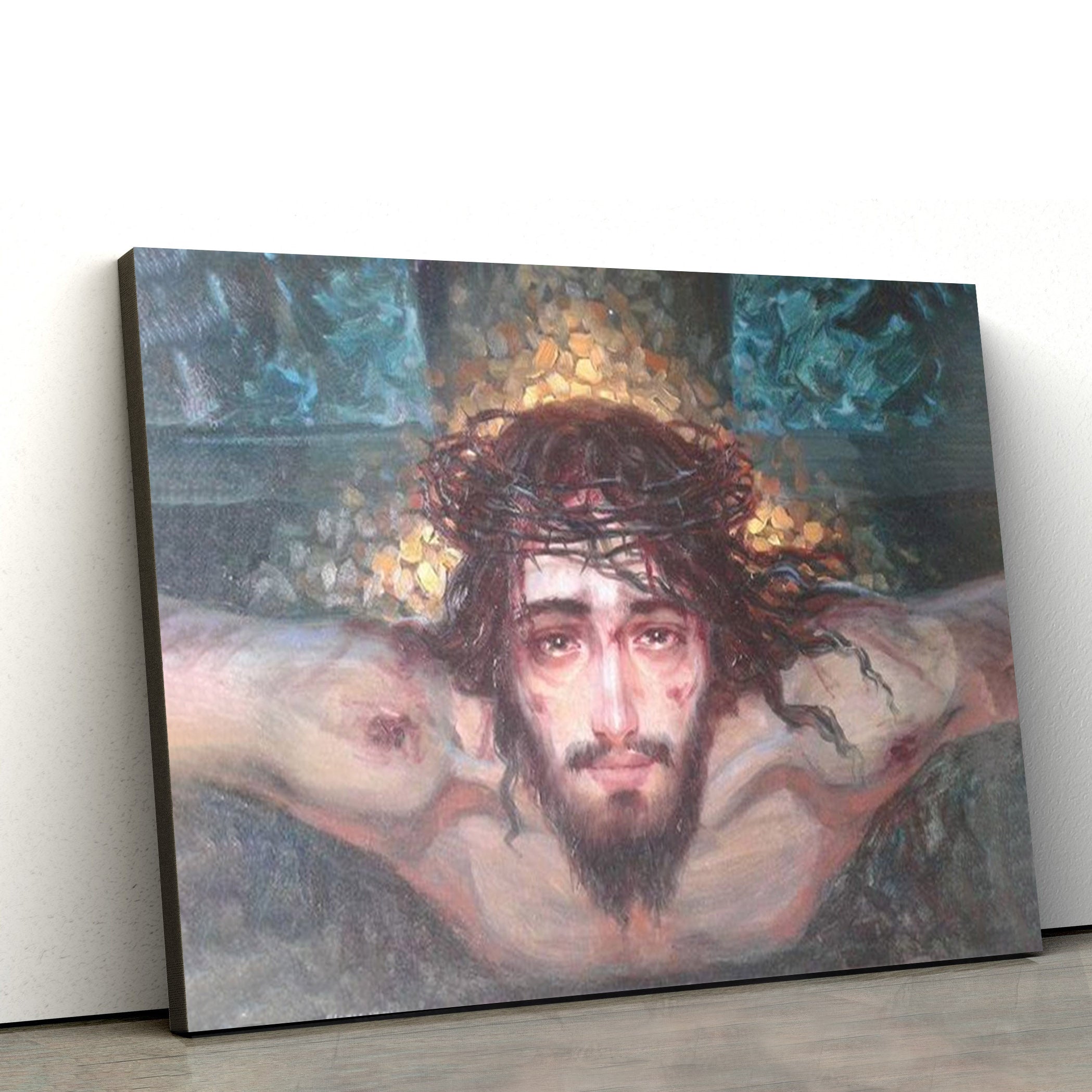 Jesus Thorns Crown Canvas Wall Art – Jesus Canvas Picture – Christian Canvas Art