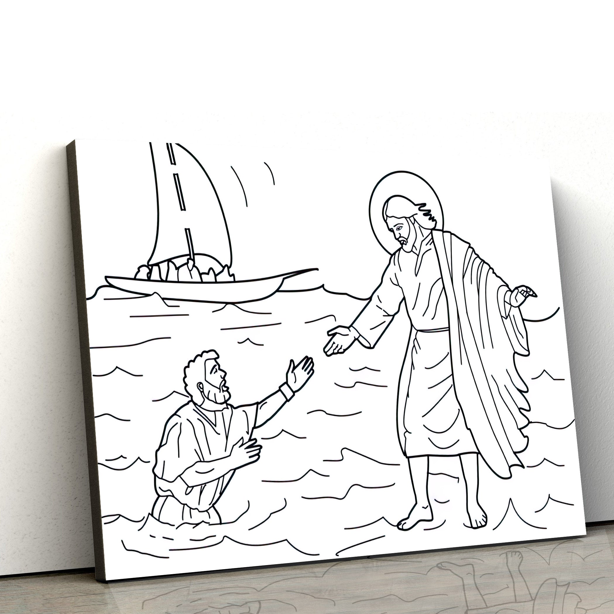 Jesus Walking On Water Canvas Wall Art – Christian Poster