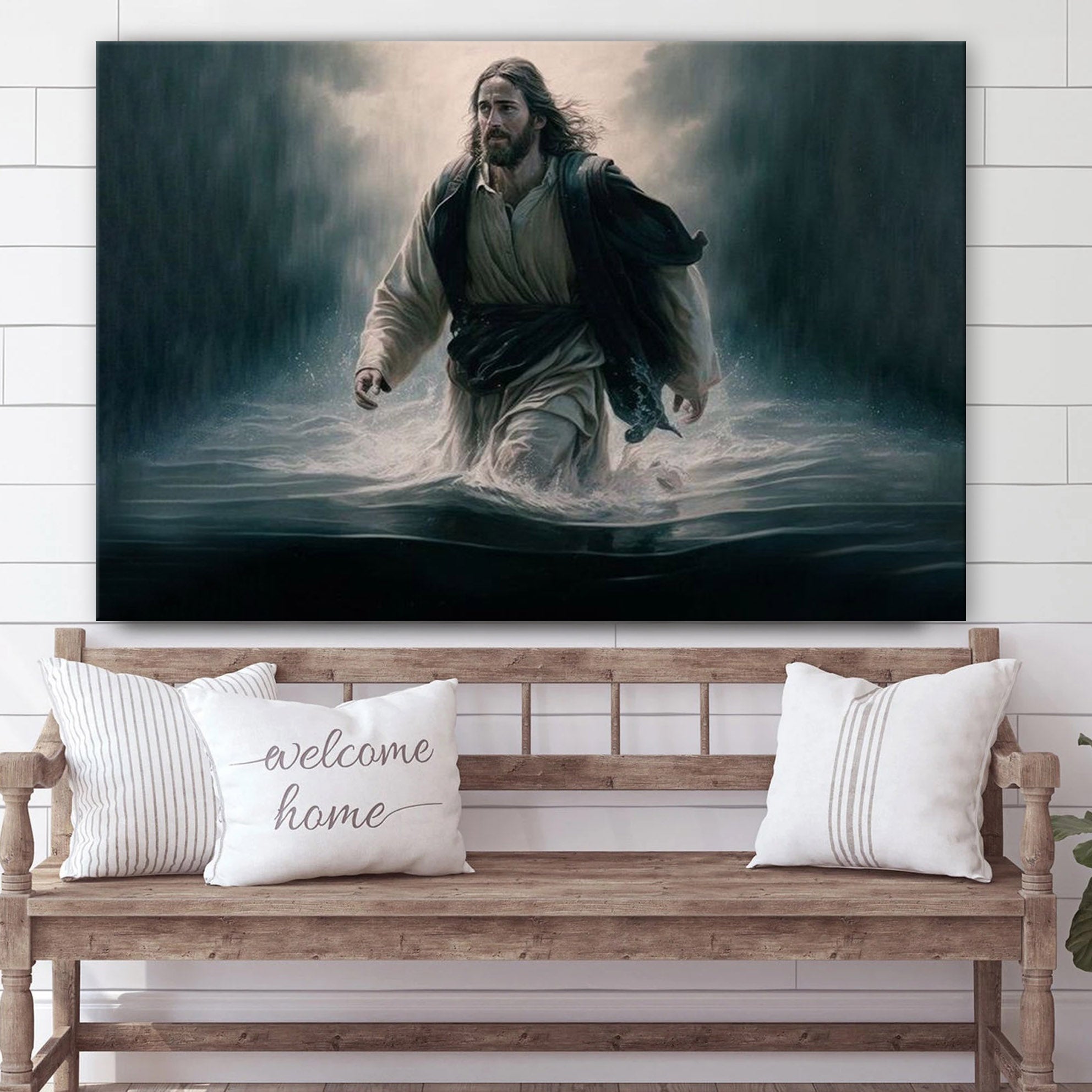 Jesus Walking On Water Canvas Wall Art – Jesus Canvas Picture – Christian Canvas Art