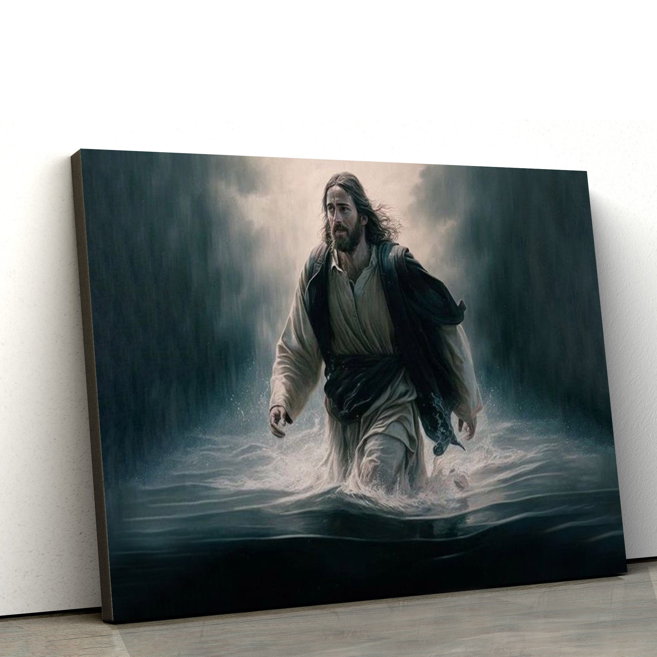 Jesus Walking On Water Canvas Wall Art – Jesus Canvas Picture – Christian Canvas Art