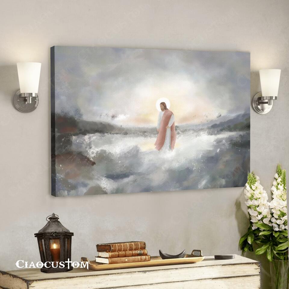 Jesus Walking On Water – Jesus Pictures – Jesus Canvas Poster – Jesus Wall Art – Christ Pictures – Faith Canvas – Gift For Christian