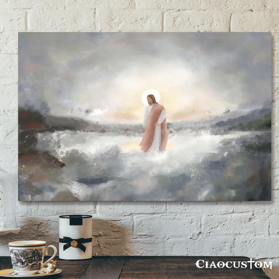 Jesus Walking On Water – Jesus Pictures – Jesus Canvas Poster – Jesus Wall Art – Christ Pictures – Faith Canvas – Gift For Christian