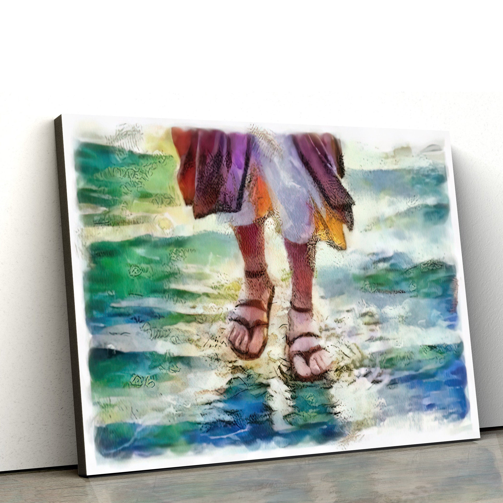 Jesus Walks On Water Painting Canvas Wall Art – Jesus Picture – Religious Gift – Christian Wall Art Decor