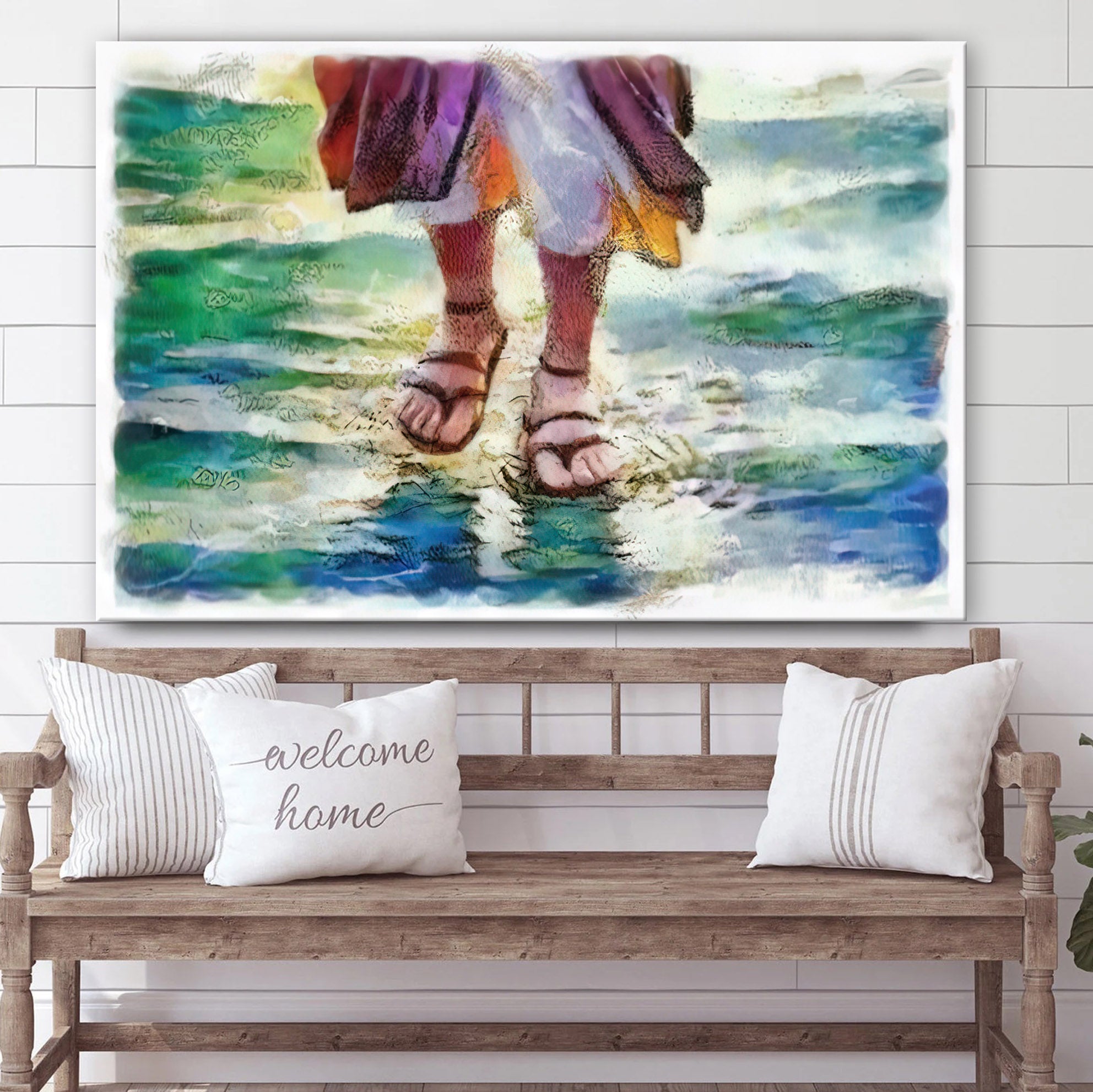 Jesus Walks On Water Painting Canvas Wall Art – Jesus Picture – Religious Gift – Christian Wall Art Decor