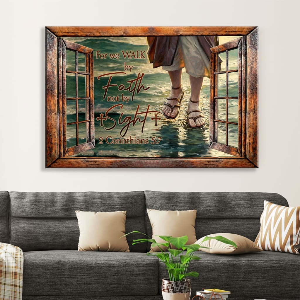 Jesus Walks On Water, Walk By Faith Not By Sight Wall Art Canvas – Religious Wall Decor