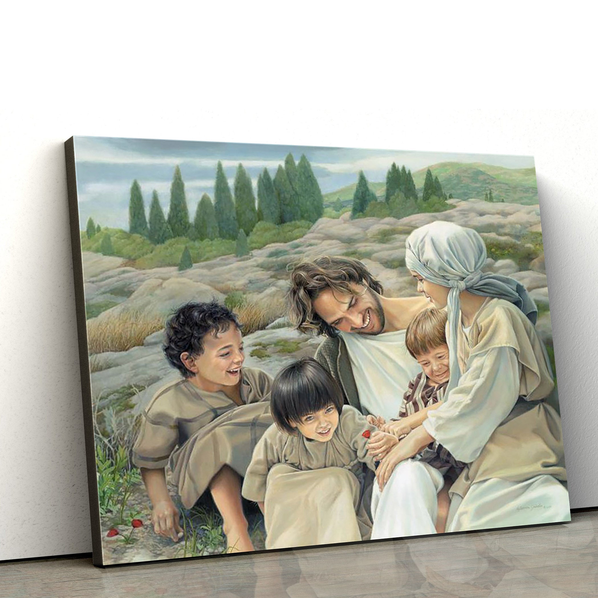 Jesus With Children Canvas Pictures – Jesus Christ Canvas Art – Christian Wall Canvas