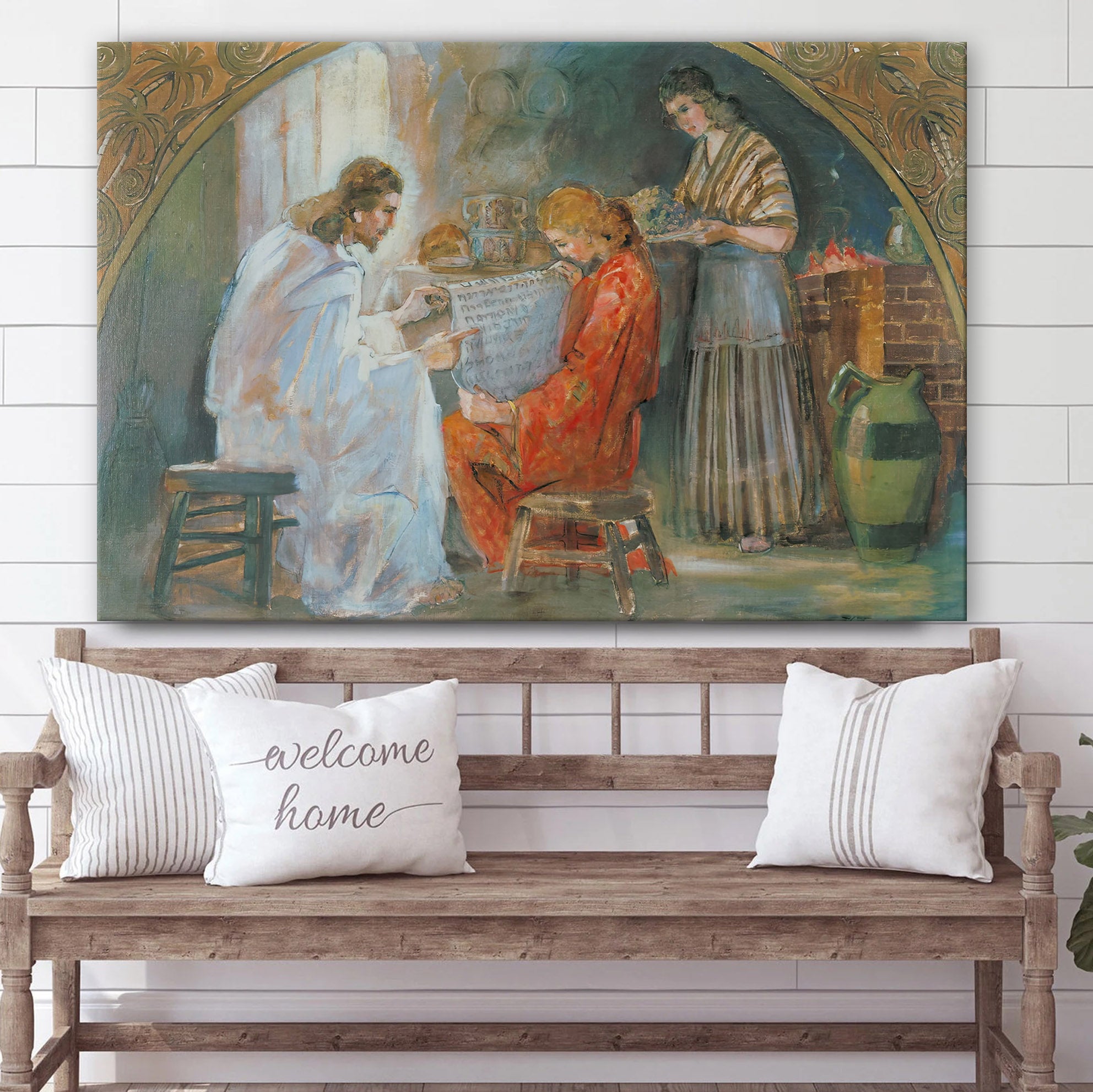 Jesus With Mary And Martha Canvas Poster – Jesus Canvas Wall Art – Christian Wall Decor – Gift For Christian