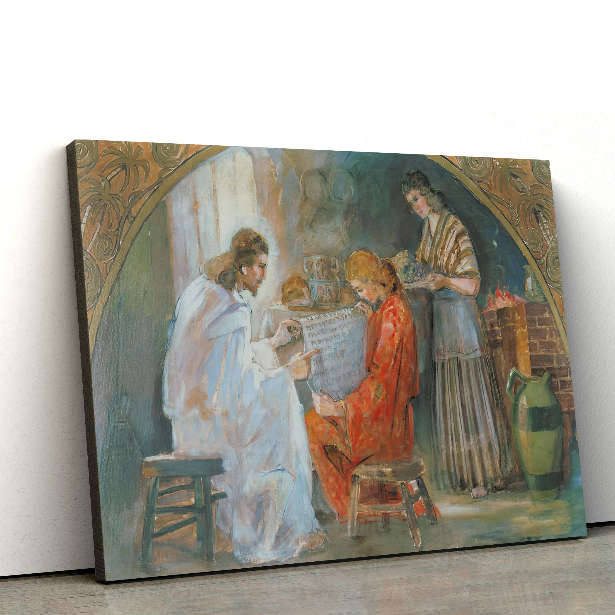 Jesus With Mary And Martha Canvas Poster – Jesus Canvas Wall Art – Christian Wall Decor – Gift For Christian