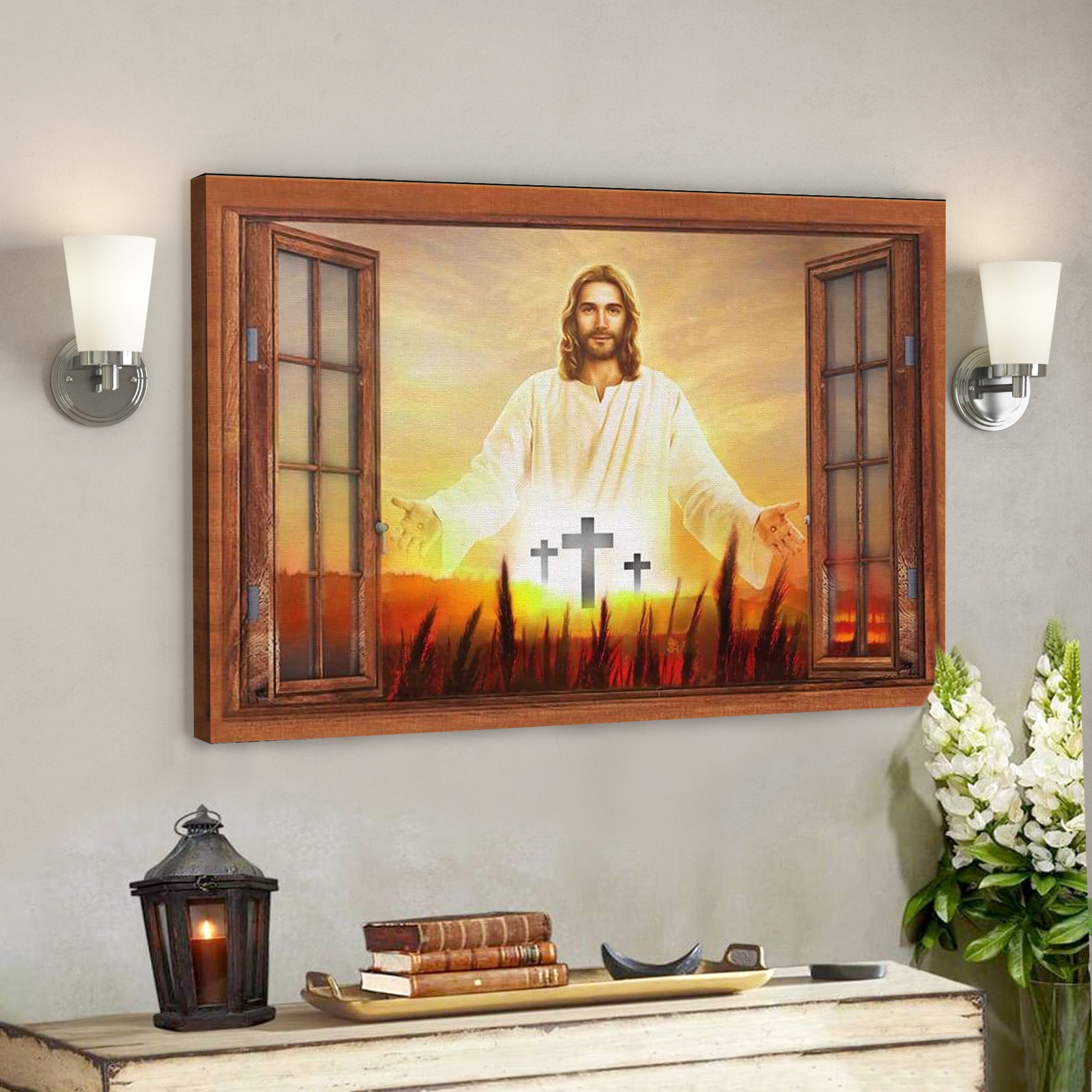 Jesus With Open Arms Christian Wall Art Canvas – Bible Verse Canvas – Scripture Canvas Wall Art