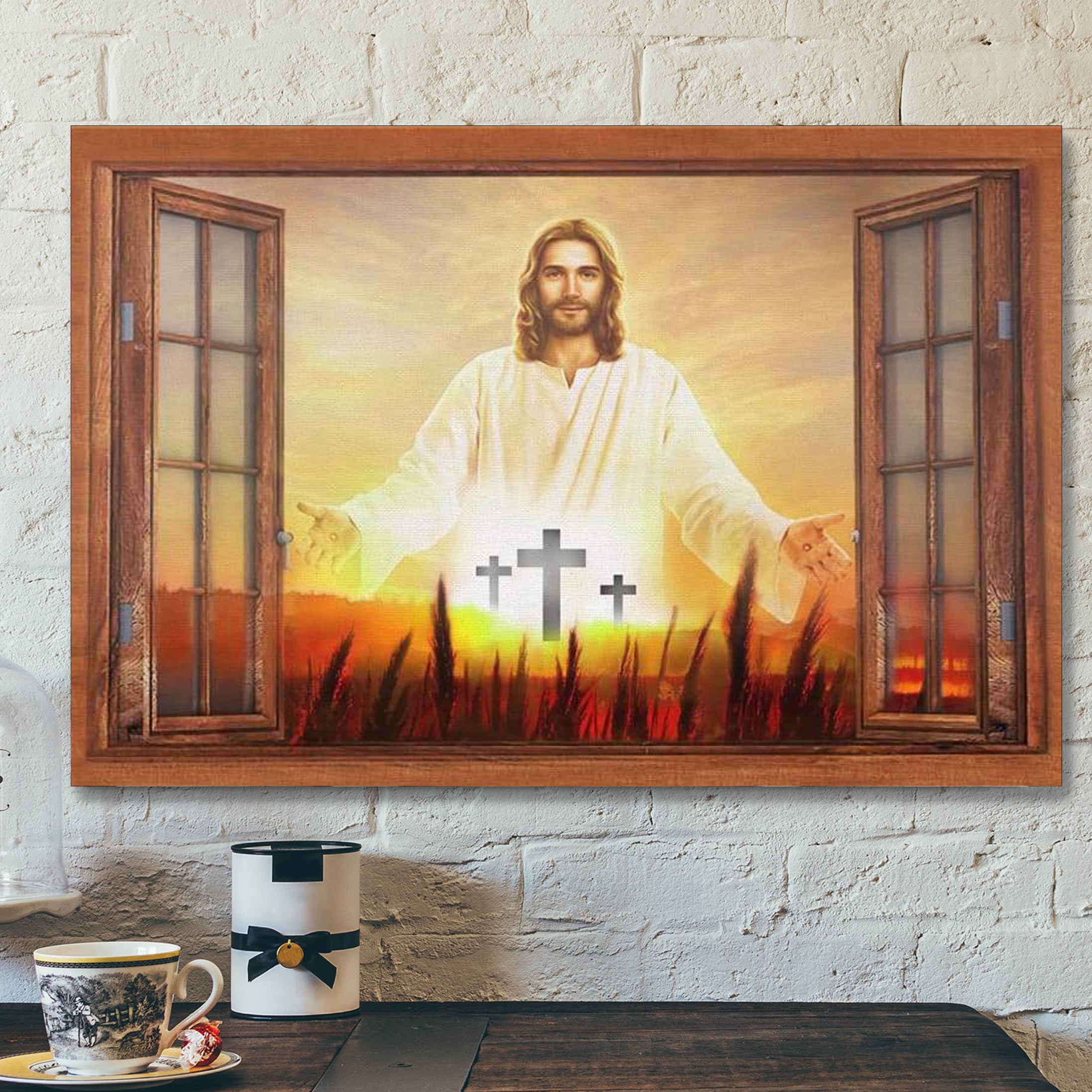 Jesus With Open Arms Christian Wall Art Canvas – Bible Verse Canvas – Scripture Canvas Wall Art