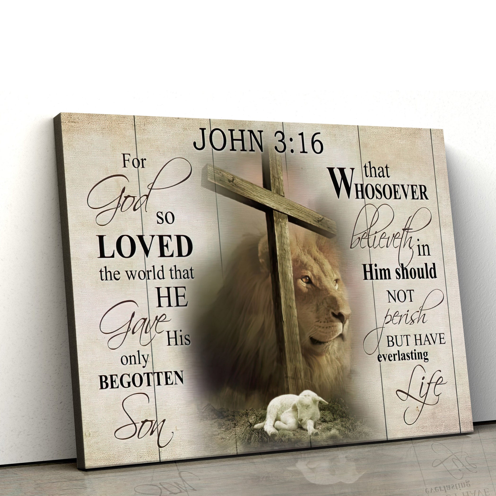 John 3 16 Christian Wall Art For God so Loved the World Religious Poster