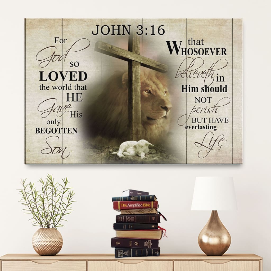 John 316 Wall Art For God So Loved The World John 316 Kjv Canvas Print – Religious Wall Decor