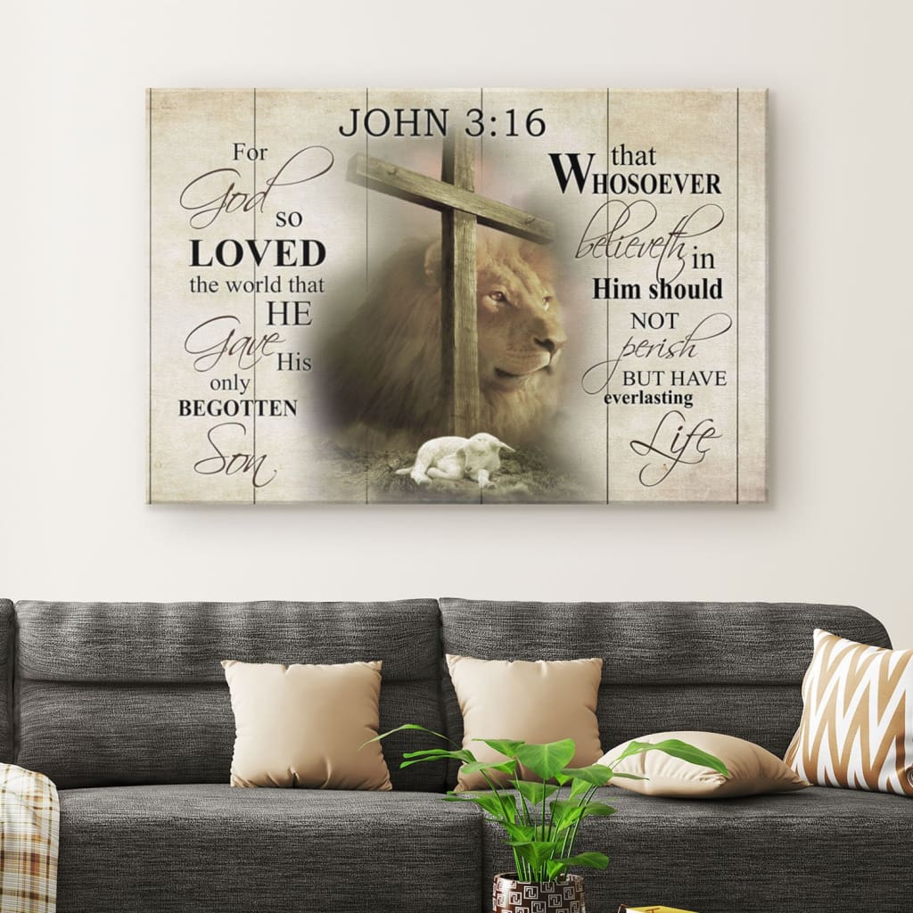 John 316 Wall Art For God So Loved The World John 316 Kjv Canvas Print – Religious Wall Decor