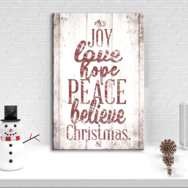 Joy Love Hope Peace Believe Christmas Wall Art Canvas Print – Religious Wall Decor