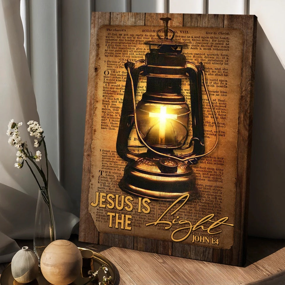 Kerosene Lamp Light Cross Jesus Is The Light Canvas Wall Art – Christian Wall Posters – Religious Wall Decor