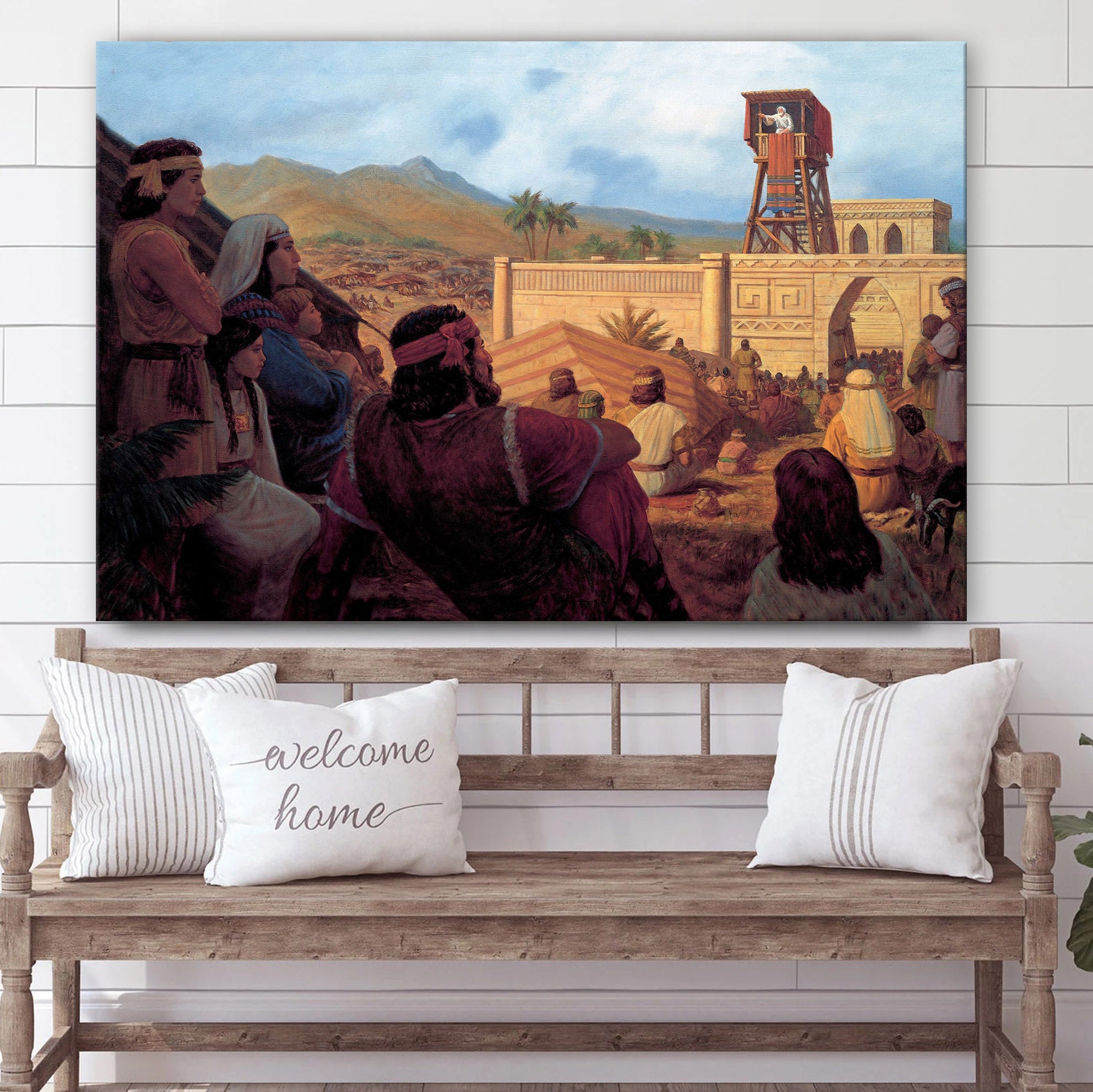 King Benjamin Addresses His People Canvas Pictures – Christian Paintings For Home – Religious Canvas Wall Decor