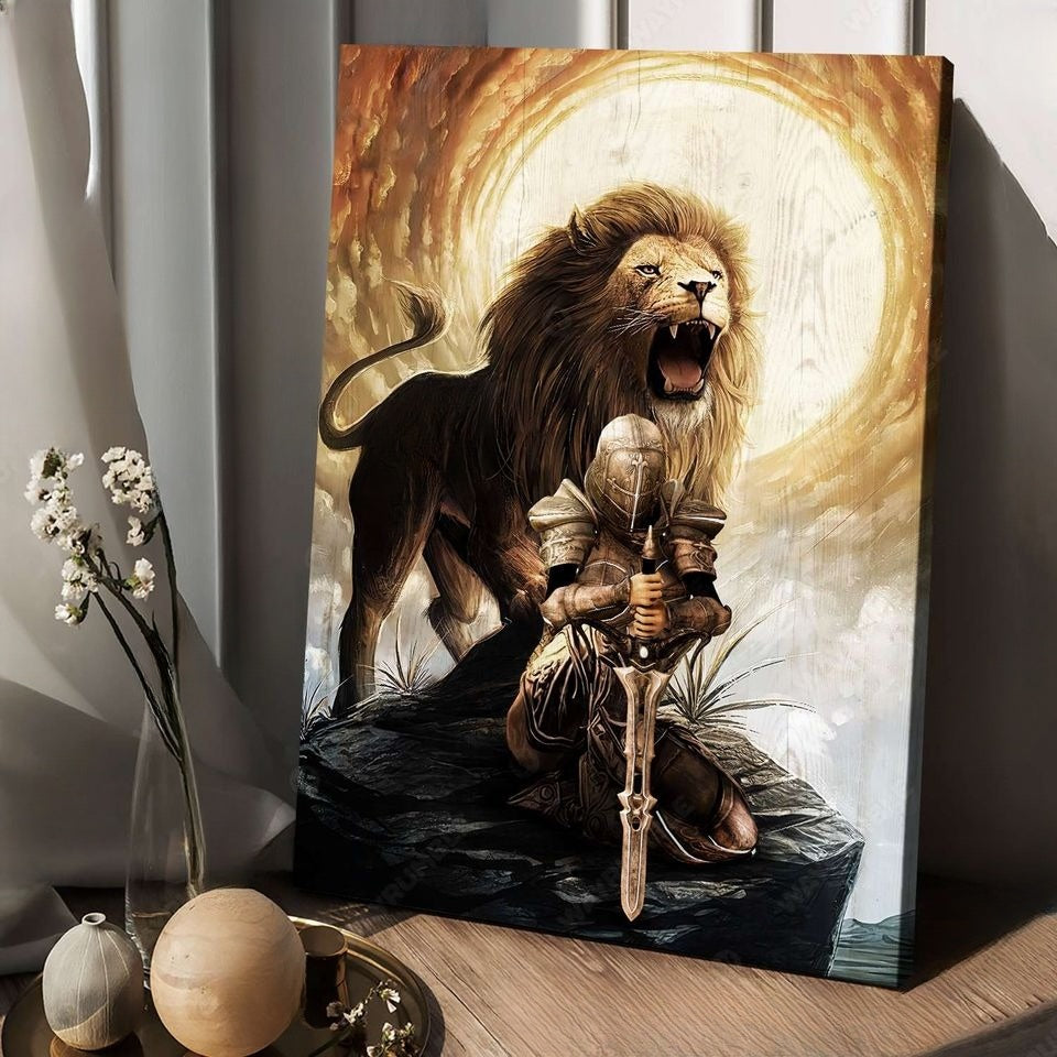 Knight Of God Lion Of Judah Beautiful Sky Under The Command Of God Canvas Wall Art – Christian Wall Posters – Religious Wall Decor